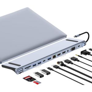 acdsgd-Station d'accueil pour Ordinateur Portable Support D'ordinateur Portable avec HBU 12-en-1 Docking Station vers Dual Displayport HDMI Peut &ecirc;tre Utilis&eacute; comme Support D'ordinateur USB Driver Lecteur - Neuf