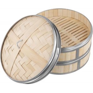 Subzonal-Panier Vapeur En Bambou De 26 Cm Avec Couvercle, 2 Niveaux Pour Petits Pains, Boulettes, Dim Sum - Neuf