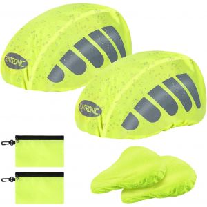 Meimie-Lot De 2 Imperméable Housse De Selle De Vélo Et Casques De Vélo Étanche,Étanche Housse Anti-Poussière Housse De Pluie Réfléchissante Pour Casque De Vélo Et Selle De Vélo - Neuf