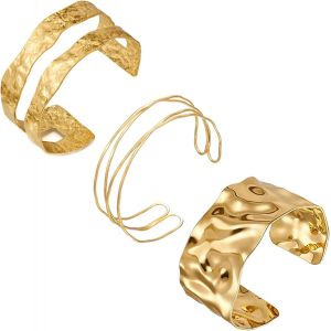 Kalsw-Lot De 3 Bracelets Dorés Pour Femme-Bracelet Tendance-Bracelet Minimaliste-Vintage-Ajustable-Pour Femme,Ein Yard,Synthèse,Pas De Gemme - Neuf
