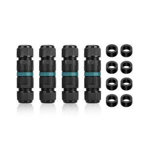 Boîte de jonction 4 pièces 2 voies 3 pôles IP68 connecteur de câble électrique extérieur étanche 5-12 mm - Neuf