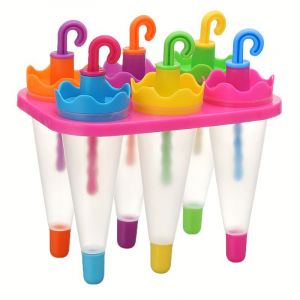 Moule À Glace Avec 6 Bâtonnets Réutilisables Style Parapluie, En Plastique, Multicolore - Neuf