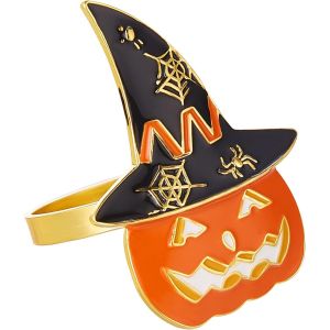 L'action de gr&acirc;ces ronds de Serviette lot de 6, Citrouille Orange V&ecirc;tue de Noir de la Sorci&egrave;re Chapeau, Serviette Anneau pour Halloween D&icirc;ner D&eacute;coration de Table, des Mariages, des F&ecirc;tes, des Rassemblements, des Parties - Neuf