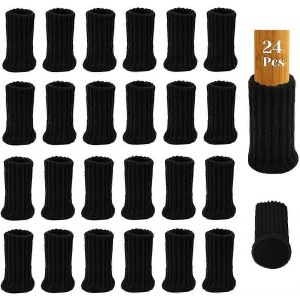 Lot De 24 Chaussettes De Chaise Avec Coussinets En Feutre, Chaussons De Meubles Tricot&eacute;s &Agrave; Haute &Eacute;lasticit&eacute; Avec Double - Neuf