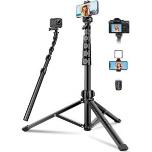 Lbgwp60-Nouveau Trepied Smartphone, 183cm [Stable & Haut] Trépied Téléphone En Aluminium, Extensible Selfie Stick Trepieds Avec Télécommande Pour Iphone Samsung Huawei, Portable Tripod Appareil Photo - Neuf