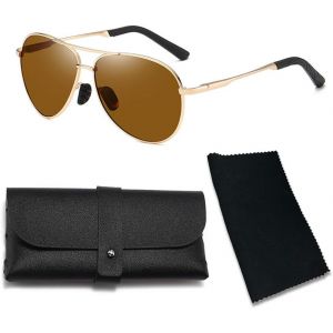 Kathlelxh-Lunettes De Soleil Polarisées Un Xe Rétro Vintage Lunette De Soleil Conduite Protection Uv400 Lunettes Solaire Avec Étui Verres Ultralégères Anti-Reflets Pour Conduire[H929] - Neuf