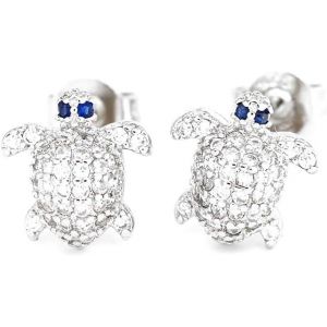 Kal-Boucles D'oreilles &Agrave; Tige En Forme De Tortue - En Argent Sterling 925 - Hypoallerg&eacute;nique - Avec Zircone Cubique - Cadeau Pour Femmes Et Filles - Neuf
