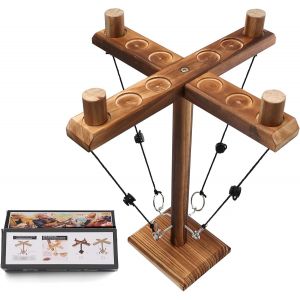 Mdy-Jeu De Lancer D'anneaux, Vier Personen Hameçon Et Lancer D'anneaux Interaktives Kampfspiel, Spielzeug-Schuss-Leiterspiel Für Kinder Erwachsene, Handgefertigte Holztisch-Brettspiele - Neuf