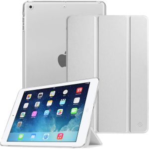 Coque Pour Ipad Air 2 2014 / Ipad Air 2013 9.7 Pouces - Etui De Protection Mince Et Léger Housse Arrière Semi-Transparent Avec Fonction Sommeil/Réveil Automatique, Argent - Neuf