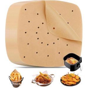 100 Feuilles Papier Pour Friteuse &Agrave; Air, Air Fryer Accessoires, Papier Cuisson Air Fryer, 21.5cm Carr&eacute; Air Fryer, Perfor&eacute; Papier Cuisson Air Fryer, Pour Grill, Cuisson, Vapeur, Friteuse - Neuf