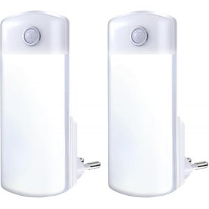 2 Pcs Veilleuses 4 En 1 Amovibles Avec Batterie Veilleuses Led À Douille Rechargeables Veilleuse Enfichable Avec Prise Ue Lampes De Poche À Détecteur De Mouvement Pour Panne De Courant - Neuf