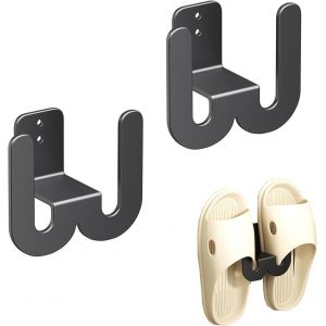 KGABERY-Lot De 2 Supports À Chaussures Muraux En Métal-Sans Perçage-Montage Mural-Support À Chaussures Pour Porte D'Entrée De Salle De Bain (Noir) - Neuf