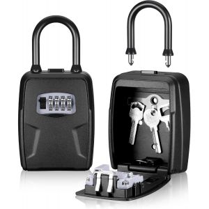 CHECARZHN--NO1-Boite A Clef Avec Code Extérieur, Boite A Clefs Murale Suspendue Étanche En Alliage D'Aluminium, Boite A Clefs Secur e Exterieur Avec 4 Chiffres Code, Boite À Clé Sécurisée Avec Croche - Neuf