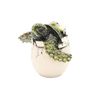 Éclosion Tortue Bibelot Boîte Articulé Cristaux Bijoux Émaillés Vintage Animal Jewelry Bague Porte Bo - Neuf