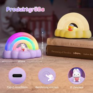 Kalanka-Veilleuse Arc-En-Ciel Pour Enfants - Lampe Tactile Led Avec Minuterie Et 3 Modes D'éclairage - Rechargeable Par Usb - Batterie 1200 Mah - Lampe De Chevet Pour Chambre À Coucher Et Chambre D'e - Neuf