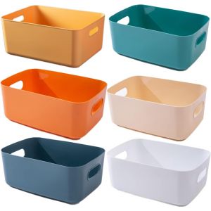 Subzonal-6 Pack 24cm Panier Rangement Plastique,Boite De Rangement Salle De Bain,Diverses Couleurs Boite Rangement Cuisine Plastique,Avec Poignée Pour Cuisine,Bains,La Chambre À Coucher - Neuf