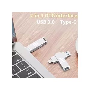 Cl&eacute; USB C 3.0, Clef USB 2 en 1 Type C - 2 To Stockage externe pour Smartphone/TV/PC/OTG Android - Neuf