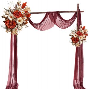 Ayuhr-Mariage Arche Tenture 75x800 Cm Mariage Voilage Drapés Avec 22m Rubans Pour Décoration De Mariage Cérémonie Fête Rideau De Gaze (Violet) - Neuf