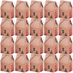 Lot de 20 Boite Cadeau Noel Kraft Calendrier De L'avent À Remplir Emballage Cadeau Noel Petite Boite Chocolat Vide Boite Cadeau Vide pour Bonbons Chocolat Biscuits Cadeaux (A) - Neuf