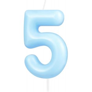 Eryi-Bougie D'anniversaire En Forme De Chiffre 5 - Bleu Macaron - Bougies D'anniversaire Pour Gâteau - Décorations De Gâteau Pour Filles Et Garçons - Fournitures De Décoration De Fête - Neuf