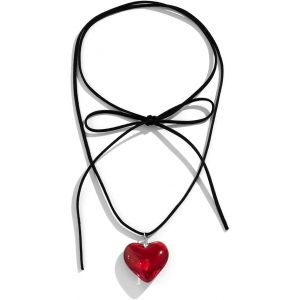 Kal-Collier Ras De Cou Femme Collier Ras De Cou Noir Grand Pendentif Coeur Collier Velours Coeur Collier Gothique Collier Ras Du Cou Réglable En Velours Cadeaux De Carnaval Pour Filles Et Femmes - Neuf