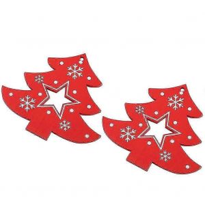 Ornements de suspension en bois 50 pcs accessoires de bricolage décoratifs pour arbre de Noël rouge BJB170 - Neuf
