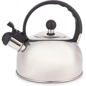 KALANKA-La Cafetière Bouilloire Sifflante 1.3L, en Acier Inoxydable, Plaque de Cuisson à Induction et Gaz, Argent - Neuf