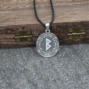 Nordique Elder Futhark Rune Berkana Naissance Terre M&egrave;re Pendentif Viking Corbeau Amulette Talisman Collier - Neuf