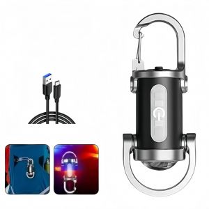 HUTP-Mini porte-clés Portable lampe de poche LED TYPE C Rechargeable Camping randonnée lanterne haute puissance lumineux Flash lumière torche de poche-style A - Neuf