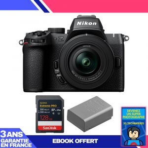 Boitier Nikon Z50 II + 16-50mm f/3.5-6.3 VR + 1 SanDisk 128GB Extreme PRO UHS-II SDXC + Nikon EN-EL25a + Ebook 'Devenez Un Super Photographe - Neuf