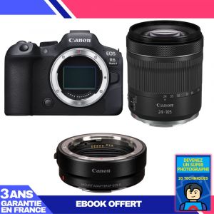 Boitier Canon EOS R6 Mark II + RF 24-105mm f/4-7.1 IS STM + EF-EOS R + Ebook 'Devenez Un Super Photographe - Neuf