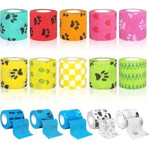 Jgd-Bandage Autoadh&eacute;sif 15 Rouleaux, 5 Cm X 4,5 M Bandages Cohesive Respirants, Bande Strapping Adh&eacute;sif Fixation Pour Les Humains Et Les Animaux, Elastoplast Bande Adh&eacute;sive Pour Sports(Couleur) - Neuf