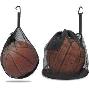 Acdsgd-2 Pi&egrave;ces Sac &Agrave; Ballon, Sac En Maille Filet Avec Cordon De Serrage Multifonctionnel Grand Capacit&eacute; Sacoche &Agrave; Dos Filet &Agrave; Ballons Portable, Pour Basket Ball Et Football (Noire) - Neuf