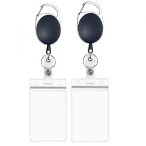 Porte Badge,Protege Carte Tour de cou Retractable,Avec Yoyo,Courroie de Cou de Lanière,Pour Carte de Bus,Bureau,Femme,Homme,2pcs - Neuf