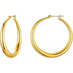 Kal-Boucle D'oreille Femme Acier Inoxydable Cr&eacute;ole Fille Grand Cercle Clou Nom Fantaisie Originale [Argent&eacute;/Dor&eacute; 40/60/80 Mm] Bijoux Cadeau Anniversaire Mariage Gr&acirc;ce Valentin No&euml;l Nouvel An - Neuf