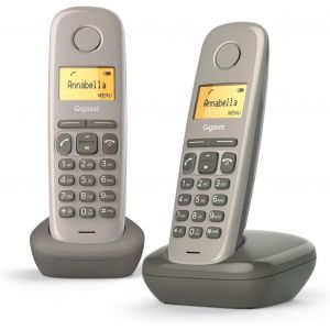 A170 Duo - 2 T&eacute;l&eacute;phones Dect Sans Fil - &Eacute;cran Avec R&eacute;tro-&Eacute;clairage - Identification De L'Appelant - 18 Heures D'Autonomie En Conversation - R&eacute;pertoire Avec 50 Contacts, Couleur Taupe - Neuf