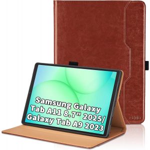 Coque Pour Samsung Galaxy Tab A11 8.7 Pouces 2025 (Sm-X133/Sm-X135)/ Galaxy A9 8.7 Pouces 2023 Business Cuir Cover Tablette Housse De Protection Fonction Stand,Multi-Angle &Eacute;tui Avec Poche - Marron - Neuf