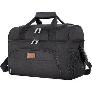 Glaci&egrave;re Isotherme 23l 32-Canettes, Double Compartiment Pour Courses Et Pique-Nique, Plage/Sport, R&eacute;frig&eacute;rant, Noir - Neuf