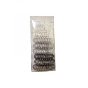 Spirale Bandeau, 9 Pcs Dégradé Transparent En Plastique Gris Élastique À Cheveux, Spirale Support De Queue De Cheval, D'une Ligne Téléphonique D'onde De La Tête, Les Femmes Accessoires Cheveux Set - Neuf