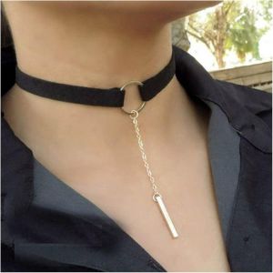 Jum-Collier Ras Du Cou En Cuir Boh&eacute;mien Collier Ras Du Cou En Daim Noir Collier Ras Du Cou En Velours Cercle Creux Collier Pendentif Barre Argent&eacute;e Bijoux Pour Femmes Et Filles Cadeaux - Neuf