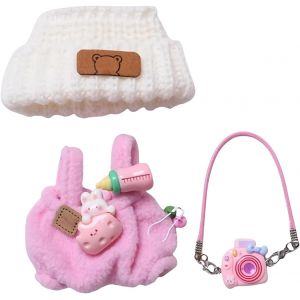 Habits d'&eacute;t&eacute; sucr&eacute;s pour poup&eacute;es Porte-cl&eacute;s Vinyl Plush Toyavec Chapeau de p&ecirc;cheur en Cordon & Robe Salopette & pin FloralAccessoires Tenue pour Vinyl Plush Toys Blind Box(Violet) - Neuf