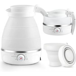 Bouilloire Pliable 600 Ml, Bouilloire De Camping En Silicone, Bouilloire De Voyage Pliable Isol&eacute;e Avec 2 Gobelets Pliants, 600 W, Chauffage Rapide Pour Cuisine, Voyage, Camping Et Survie Dans La - Neuf