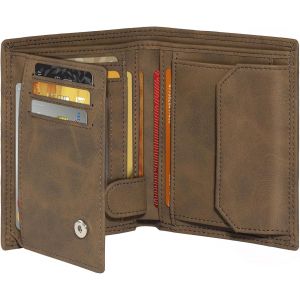 asas-Portefeuille Hommes En Cuir Avec Blocage Rfid,11 Porte Carte,1 Id & Photo Window,Sac À Monnaie,2 Compartiment À Billets,Porte Carte Homme Avec Boite Cadeau¿Marron - Neuf