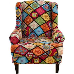 Housse de fauteuil extensible avec coussin en T, imprimée et antidérapante, pour salon et hôtel - Neuf