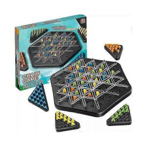 Jeu amusant de chaîne Triggle, jeu d'élastique Triggle, jeu de société Triggle, jeu d'échecs en chaîne et triangle, adapté pour 2 à 4 joueurs-Grand - Neuf
