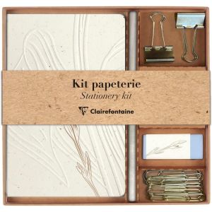 Eryi-813074c - Un Kit De Papeterie Contenant Un Carnet 11x17 Cm 64 Pages Lignées, Un Crayon De Papier, 2 Pinces Doubles-Clip, 10 Trombones Et Une Gomme - Collection Tulip Paper - Neuf