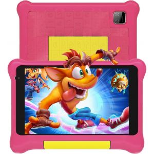ChenQuanSarl-Tablette Pour Enfants 7 Pouces Android Avec Contrôle Parental Et Éducation Des Enfant, Bluetooth, Wifi, Double Caméra, Gms, Coque Antichoc, Application Pour Enfants Préinstallée (Rose) - Neuf