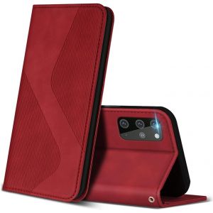 SJZG-Coque Pour Samsung Galaxy S20 Plus, Premium &Eacute;tui Housse En Cuir De Protection Avec [Emplacements Cartes] [Magnetique], Clapet Folio Portefeuille Pour Samsung Galaxy S20 Plus (Rouge) - Neuf
