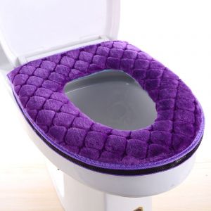 (Violet) 1 Pi&egrave;ce Si&egrave;ge De Toilette De Salle De Bain, Housse De Si&egrave;ge De Toilette Doux &Eacute;pais Chaud Lavable Coussin De Si&egrave;ge De Toilette Avec Fermeture &Eacute;clair Maison R&eacute;utilisable - Neuf
