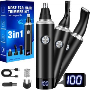 Tondeuse Nez,3-En-1 Coupe Poils Nez Et Oreilles Usb Rechargeable,Indolore Rasoir Poil De Nezhomme Professionnel,Pour Le Nezoreilles Barbe Sourcils Corps,Pour Homme Et Femme,Ipx7 Imperm&eacute;able - Neuf